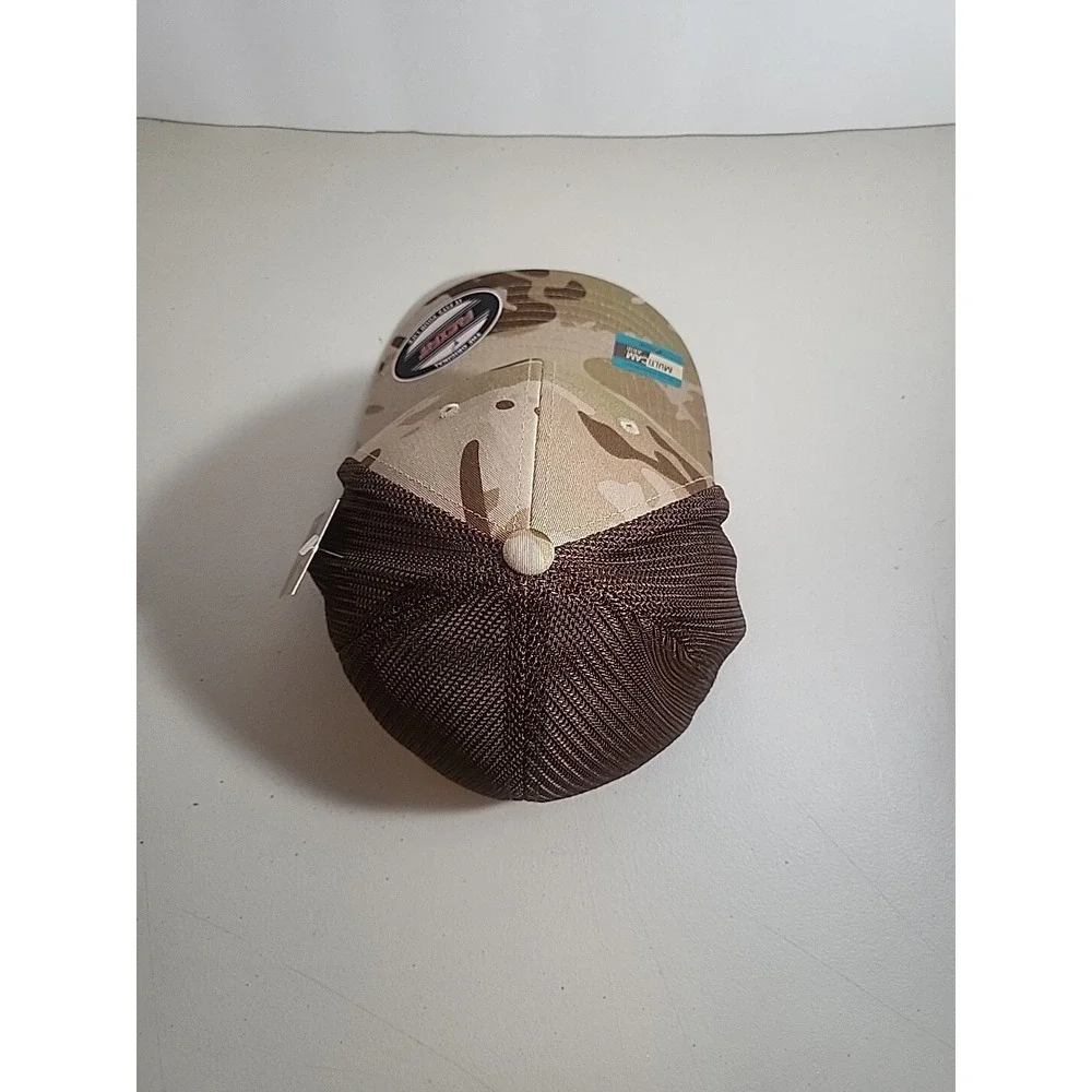 NEW Yupoong Multicam Arid One Size Flexfit Trucker Hat Cap Brown Camo NWT Army
